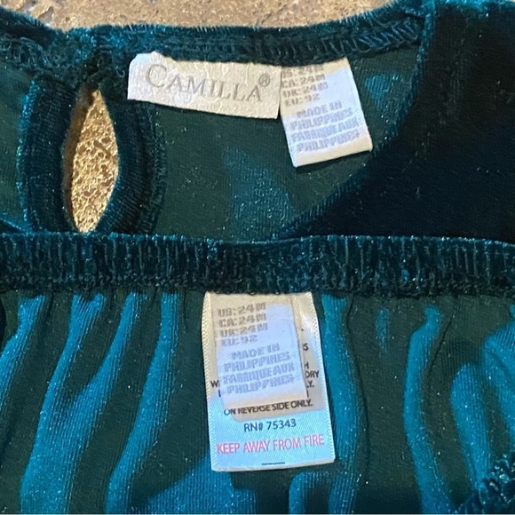 CAMILLA Girls Baby 2-Piece Green Velvet Ruffled Dress Size 24M - Picture 5 of 7